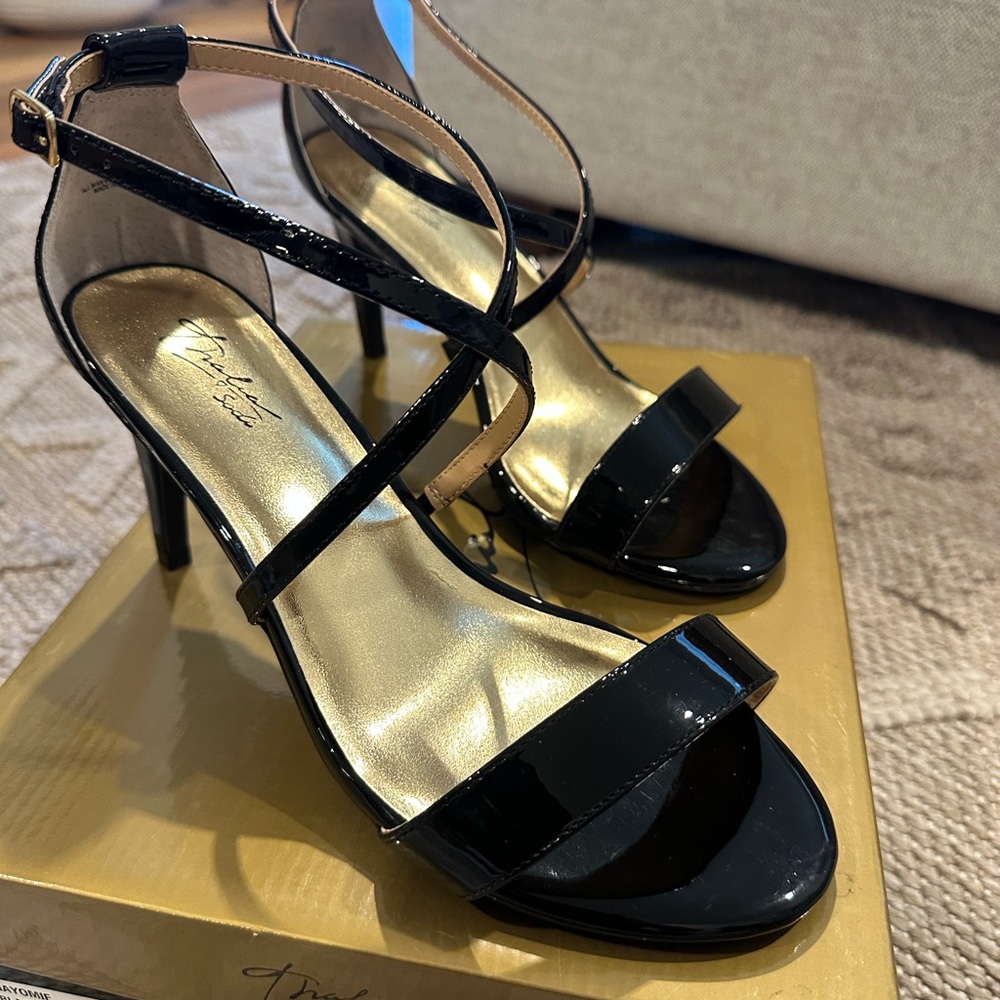 Thalia Sodi Black Micro Strappy Heels